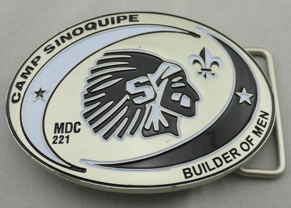 Camp Sinoquipe Belt Buckle with soft Enamel, Zinc Alloy Custom Made Men Buckles with Misty Nickel Plating