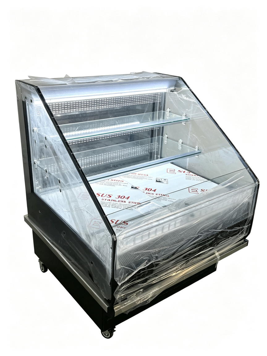 R290 Open Display Chiller With Transparent Body & Auto Water Evaporation