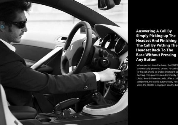 Car Bluetooth Headphones With 2.1 A Charger Intellingent 1-to-2 Multipoint Connection