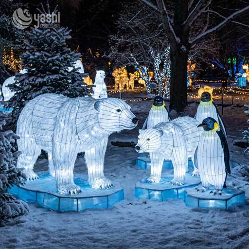 Waterproof Giant Panda Lantern Set, LED Animal Sculptures, Outdoor Night Show Decorations for Zoos, Parks and Cultural Festivals