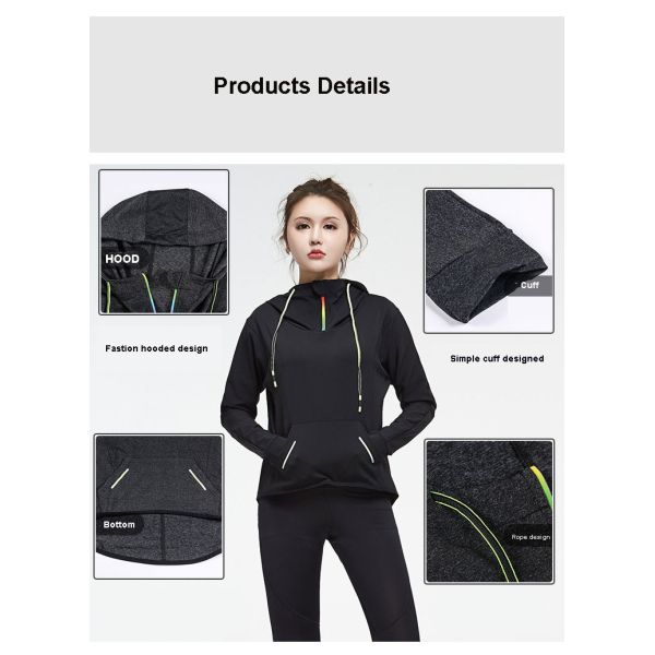 черная 3/4 молний вверх по дизайну тумака Hoodie 250g спорт женщин воротника