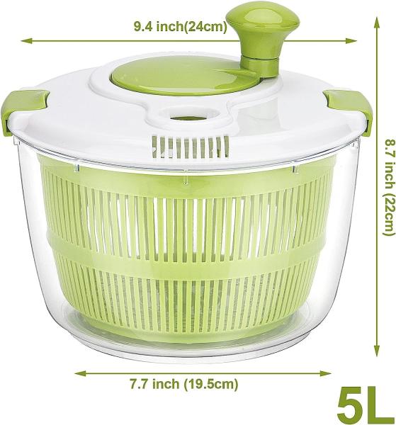 Comfortable Handle 5L Large Lettuce Salad Spinner Dryer With Customized Logo Acceptable