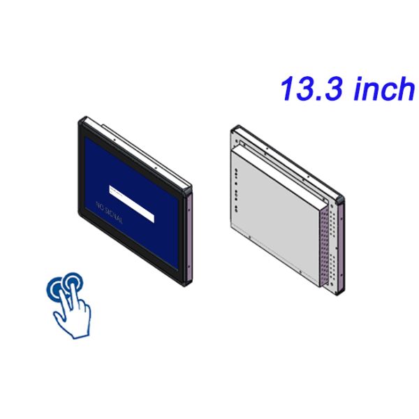 13.3 Inch Capacitive Resistor Multi Touch Monitor Embedded All Aluminum Fully Enclosed Front Switch USB Configuration Display