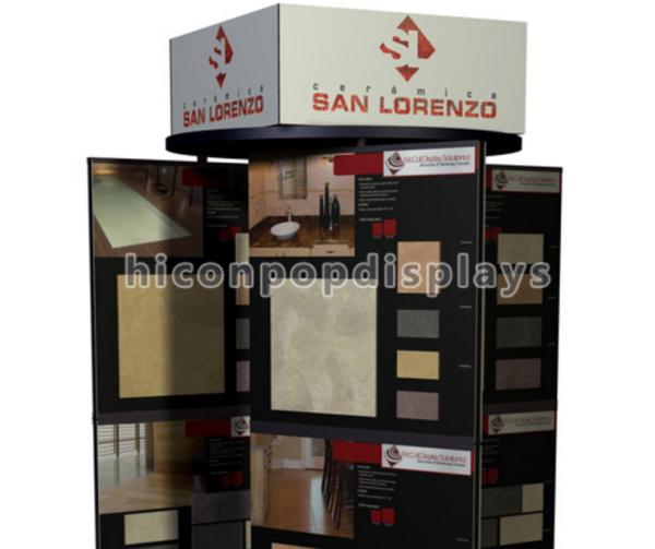 Freestanding Stone Stand Rotating Tile Display Racks 6 Way With Custom Brand Logo