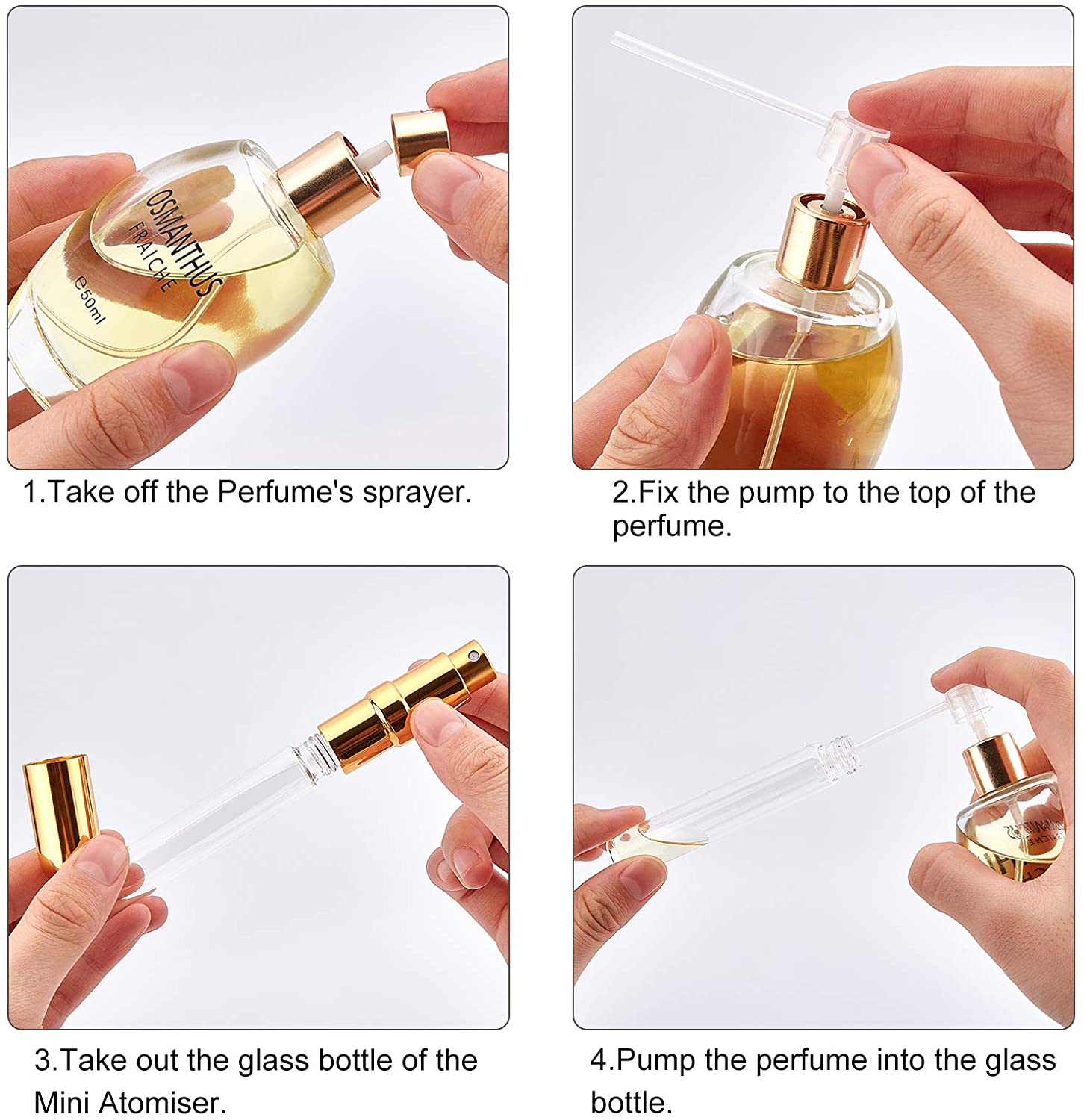 Флакон духов контейнера 6ml 5ml атомизатора духов милого золота портативный