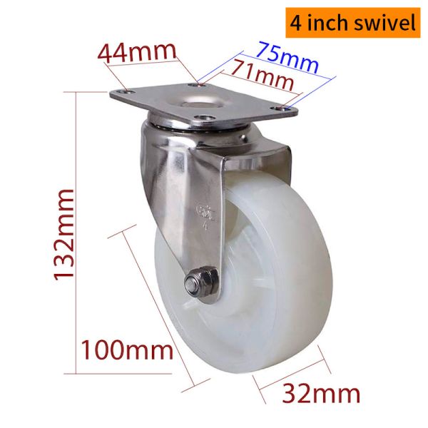 EDL 4 Inch Stainless Steel Medium Duty Caster With Durable  Wheel Loading  150Kg S544P-25