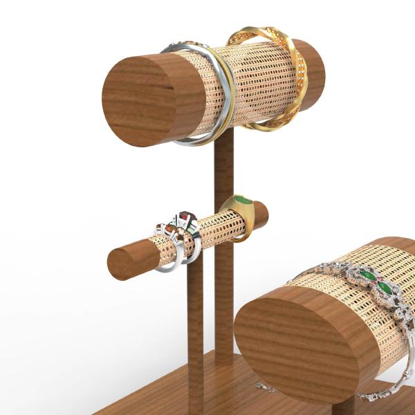 Bijoux de luxe adaptés aux besoins du client, bracelet, anneau, présentoir tissé en bois de partie supérieure du comptoir