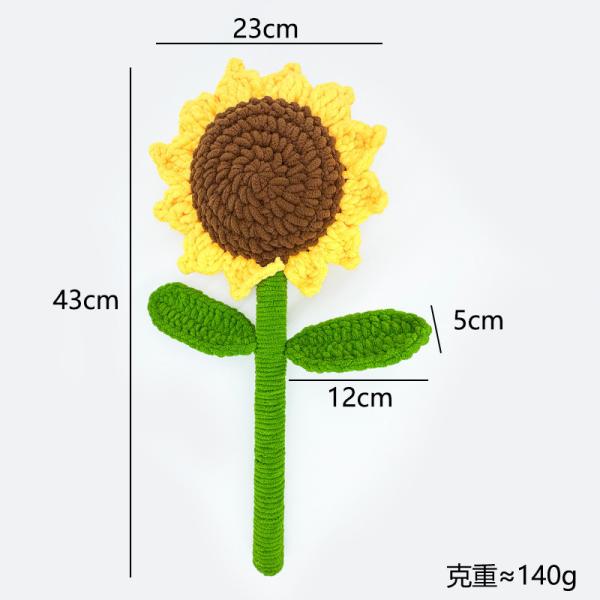 Bouquet de campeón de girasol y rosa gigante - Un regalo de punto creativo hecho a mano para su novia el día de San Valentín