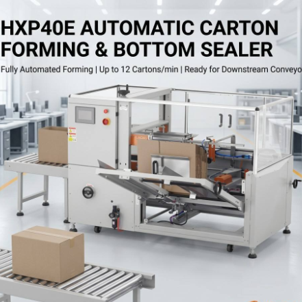 HXP40E Fully Automated Box Forming Device Connecting With Downstream Packaging Conveyor