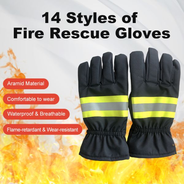 Flame Retardant Firefighter Gloves Waterproof Breathable Anti Tear Safety Gloves With 3M Reflective Strip