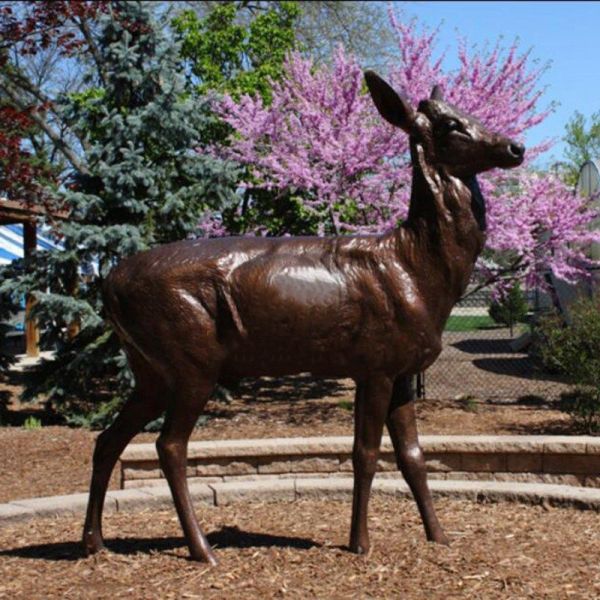 Factory Wholesale life size garden yard decoration stag and buck animal sculpture bronze deer statue