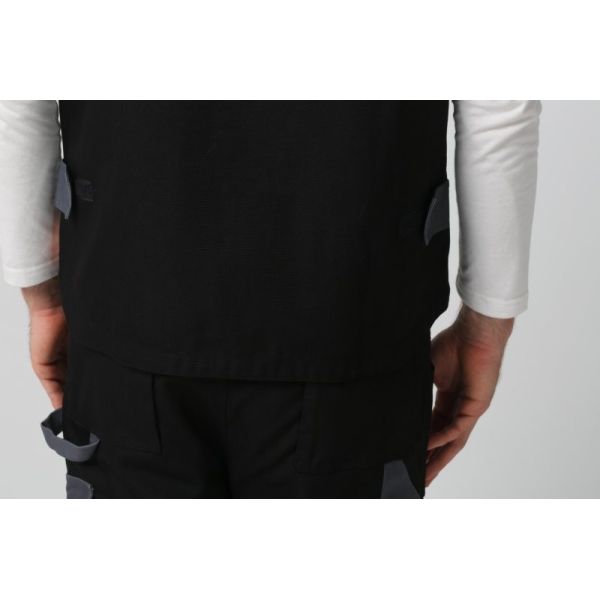 Цвет ткани 2 холста 6535 wirh жилета черной поковки весны шить multi карманы