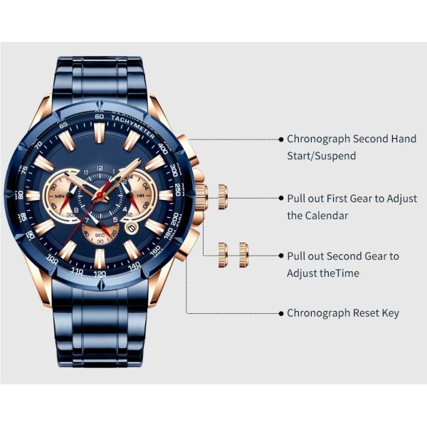 Chronograph Japan Movt Watch Stainless Steel Back