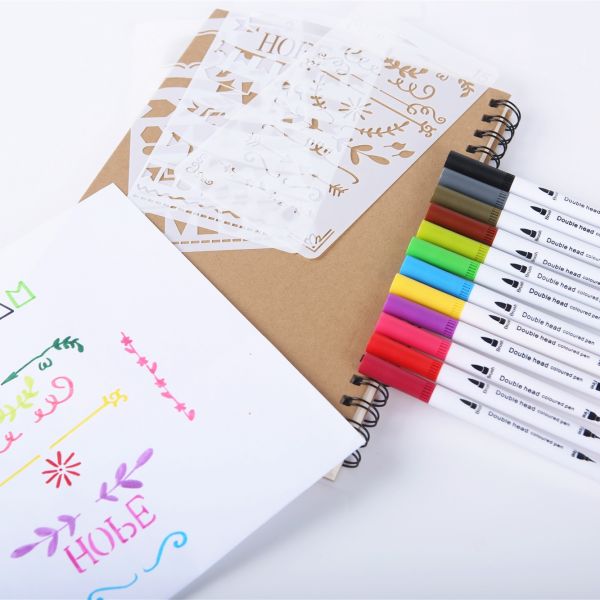 12/24/36/48/60/80/100 Colors Fineliners Water Color Art Markers Pen Dual Tip Brush Set