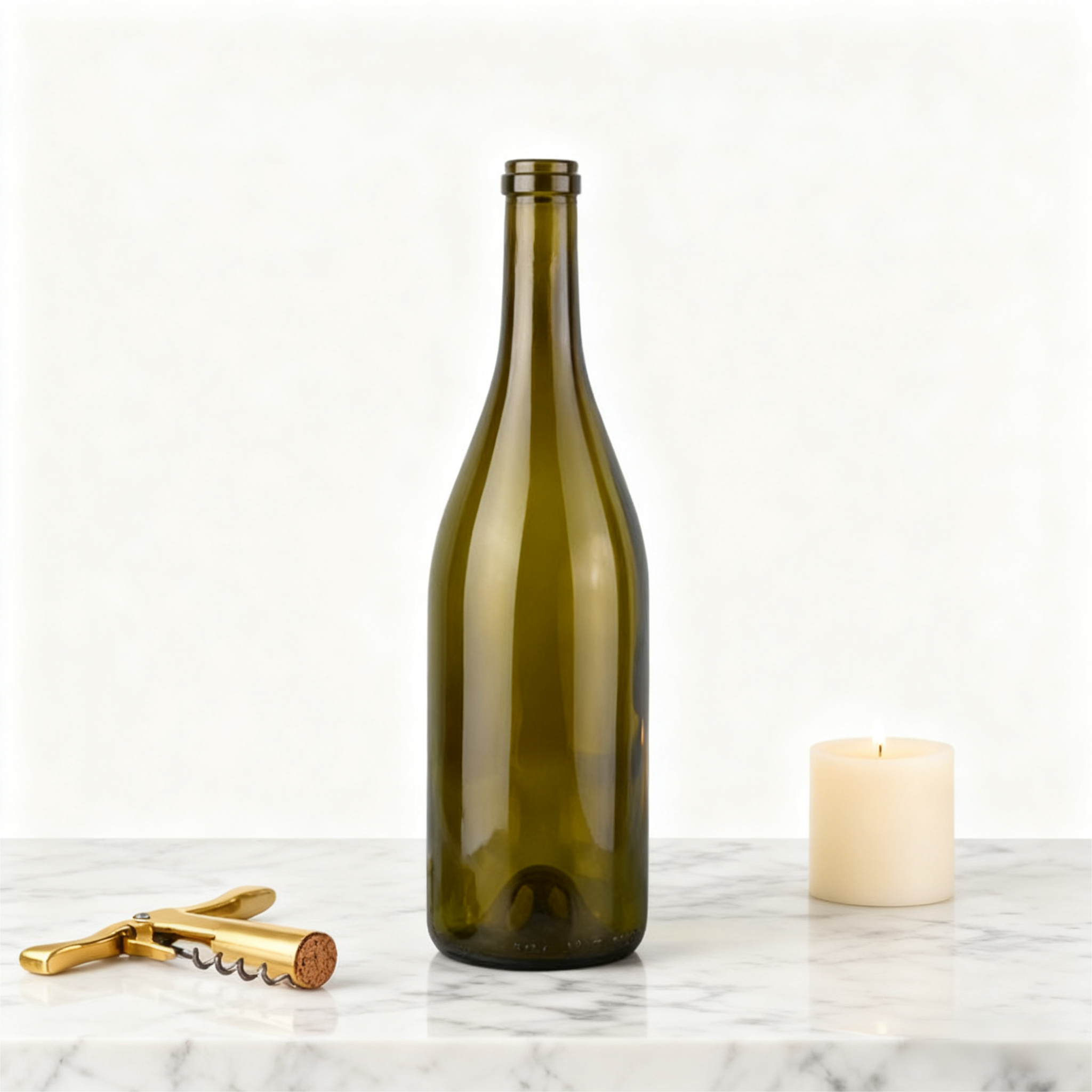 Burgundy Style Wine Bottles With Cork Top 750ml For Pinot Noir & Spirits 400G 2709K-7A
