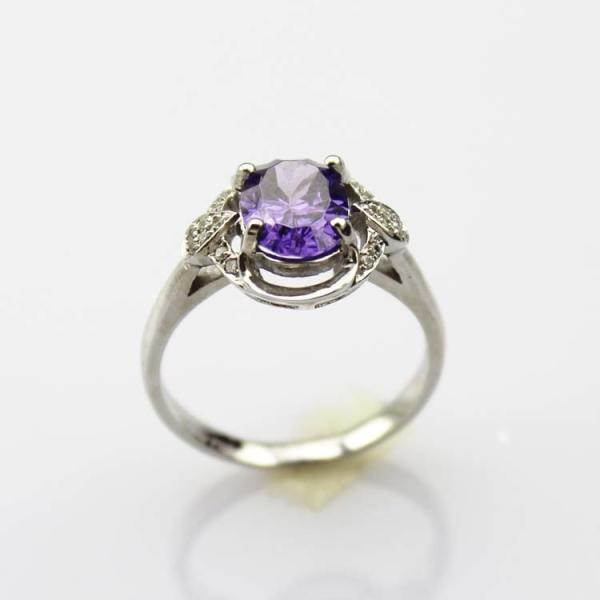 Fashion Jewelry 925  Silver  7x9mm Oval Blue Topaz Ring with Cubic Zircon(R106)