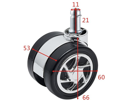 Anti-Shock 60mm Quiet Operation Threaded Stem Caster Wheel for Furniture