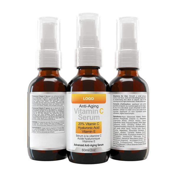 Sérum de vitamine C de marque de distributeur d'OEM pour la peau de visage blanchissant le sérum anti-vieillissement anticipé