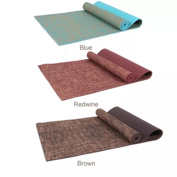 OEM ODM Brown PVC Yoga Gym Stuff Fitness Natural Jute Yoga Mat