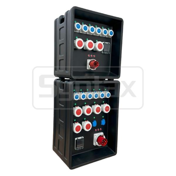 Syntaxe MD3 63AMP Panneaux de distribution portables à trois phases HDPE IP67 avec disjoncteurs Schneider pour la puissance de l'événement 63x43x68cm