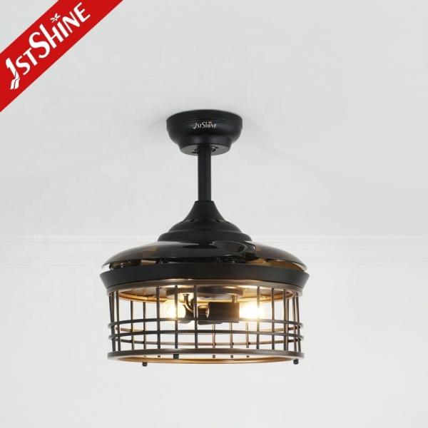 Fonte de luz LED Ventilador de teto de 36 polegadas com lâminas retráteis e motor 100% de cobre