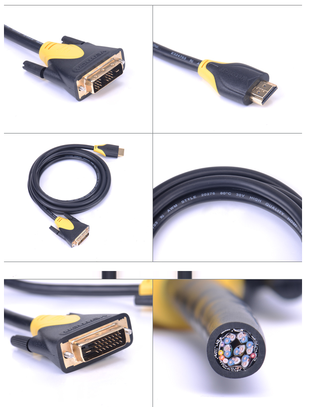 Twisted Pair Male To Male DVI Cable Environment Friendly With Double Ferrite