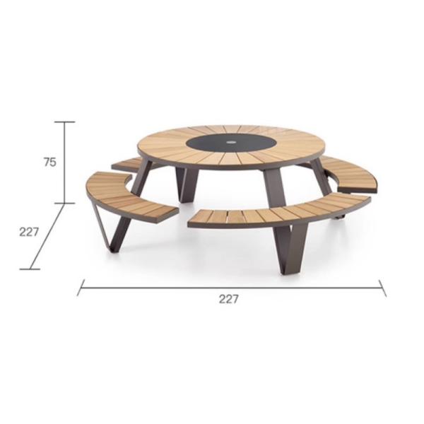 Factory Outlet Solid Wood Picnic Table Triangular Wood Dining Table With Bench