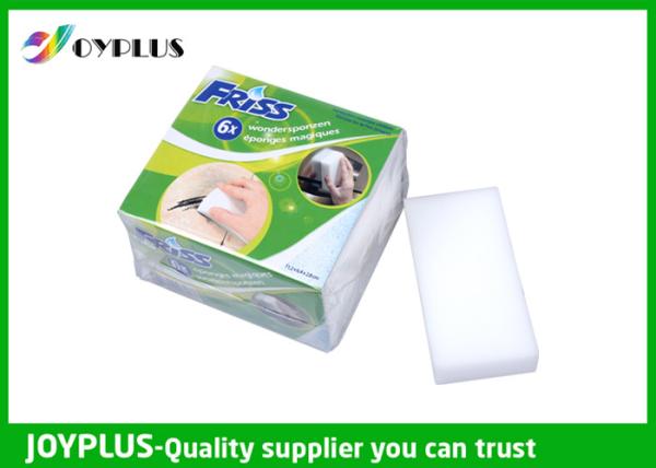 Effective Magic Cleaning Sponge , Plastic Mesh Scouring Pads Melamine Form Material