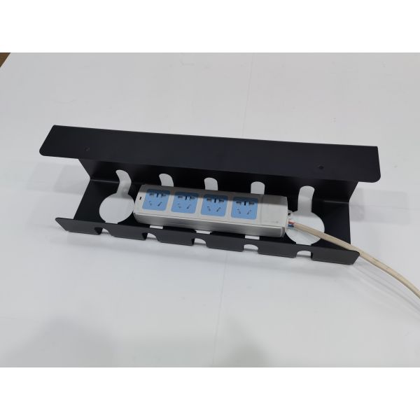 Estante de almacenamiento de alambre ajustable de 3 agujeros de nivel único negro oval para eficiencia bajo la mesa