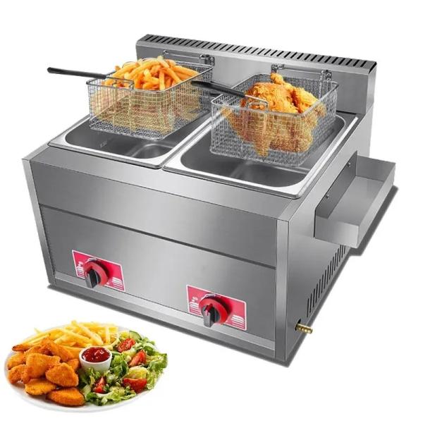 Griddle Braised Stove and Fryer All-in-one Machine Commercial Stall Gas Hand-held Cake Machine Fryer Equipment