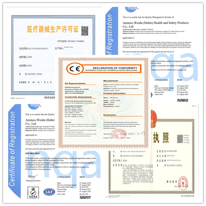 Одноразовые защитные халаты CE Standard CPE / Синий хирургический халат CPE для больничного применения