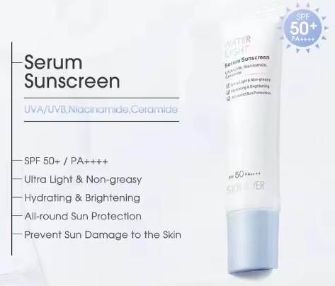 Mineral Water Light Serum Sunscreen Ultra-Light Non-Greasy Face Lotion Hydrating Brightening Sunblock Whitening Cream