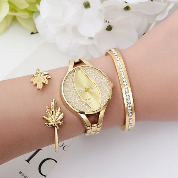 CE ROHS Fashion Ladies Quartz Watch Diamond Bracelet Set