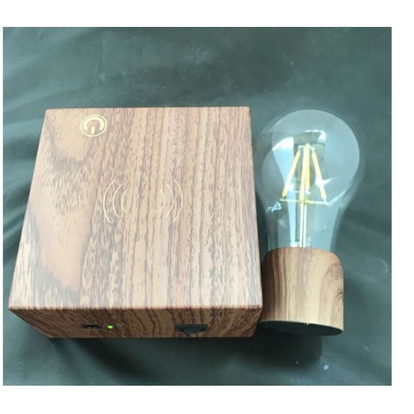 wooden base wireless recharging magnetic floating levitation lamp light bulb