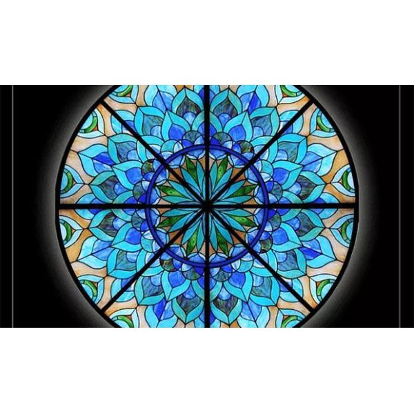 CE Interior Ceiling Stained Glass Skylight Digital Printed Antique Cathedral Glass