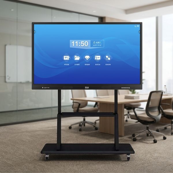 65 75 Moveable Smart Kiosk Floor Standing Interactive Flat Panel Display 4K Video Conference Board with Wheel Stand