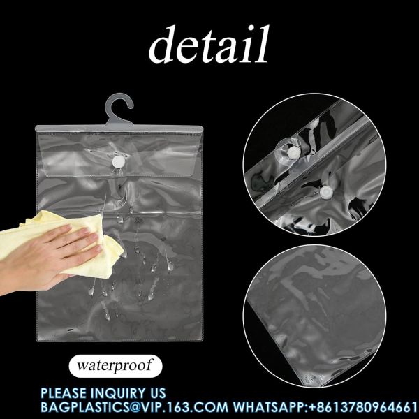 Hanging Storage Bags With Hook, 12.6 X 10 Inches Large Hook Clear Bags, School Supply Kit Book Pouch Classroom