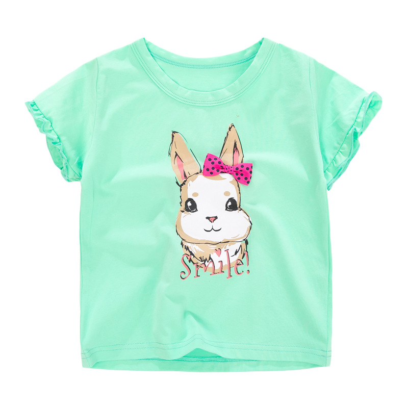 120CM 47in Girls Animal Short Sleeve Pink Bunny T Shirt Breathable For Girl