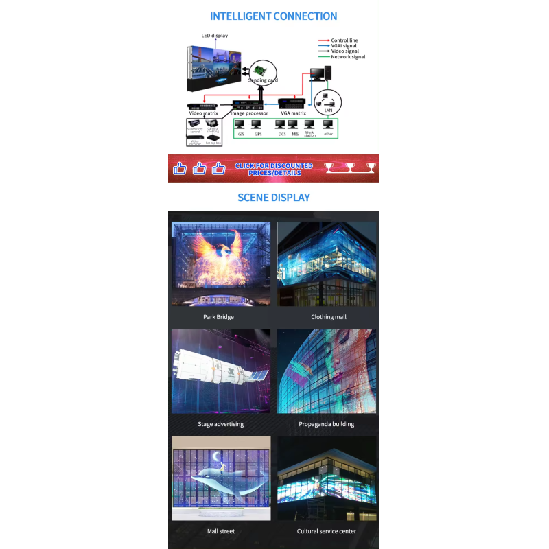 HD LED Transparent Display with 5600 Nits Brightness 500x1000mm Cabinet Size and IP65 Waterproof Rating