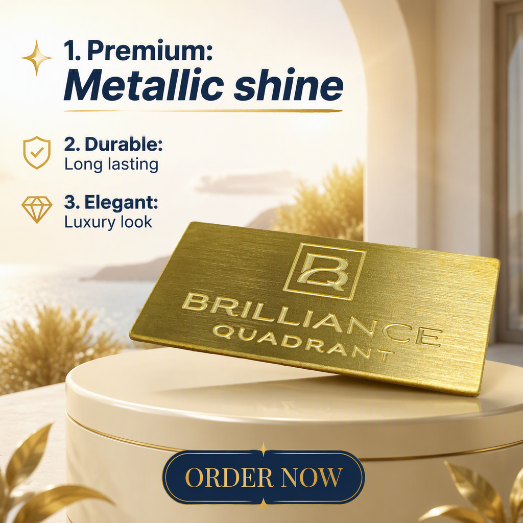 Custom High‑Quality Brushed & Etched Brass Nameplates With Adhesive Backing