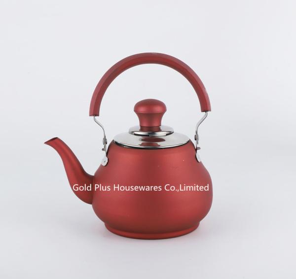 1L/1.5L/2L Metallic painting signal stainless steel whistling kettle red color painting coffee pot with filter