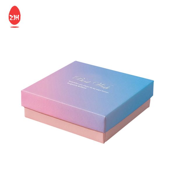 Oem Senior  Silver Stamping Cardboard Gift Packaging Box Blue Pink Gradient