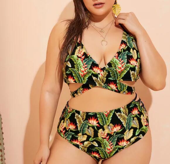 2019 New Plus SizeTwo piece  Swimsuit Women Push up