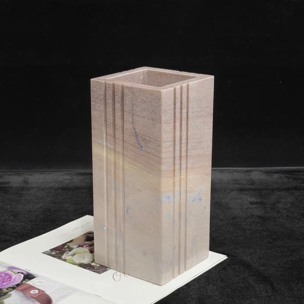 Natural Marble Flower Vase Marble Bud Vase Scratch Resistant For Interior Decoration