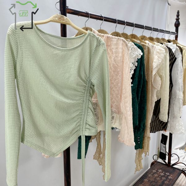 Second Hand Women'S Lace Blouse Mesh Top Used Formal Blouses In Bales A Grade
