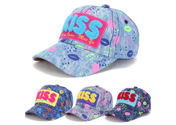 Children Design Blue Jean Baseball Caps , 6 Panel Denim Fashion Baseball Caps