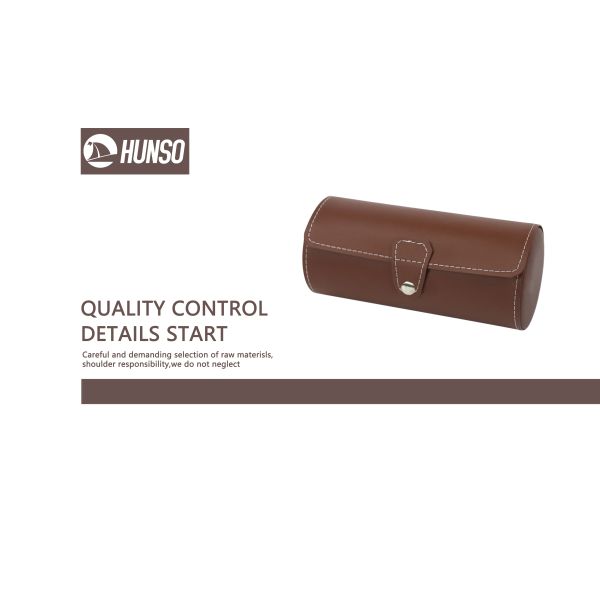 Vintage Leather Watch Roll Travel Case Stamping For 3 Watches Heat Transfer