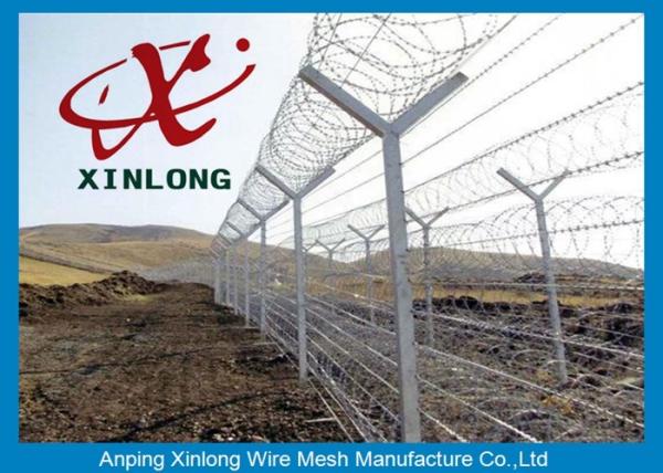 Professional Razor Blade Wire , Security Barbed Wire PVC Coated Steel