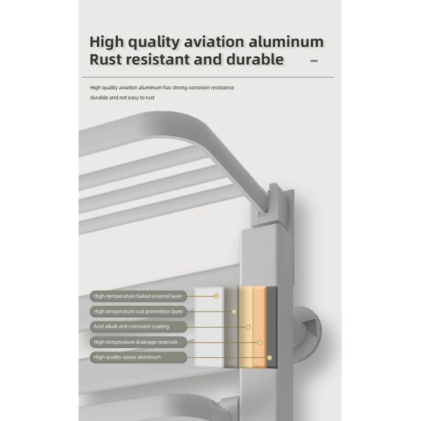 Water and Electric Heated Dual Towel Rail Rack for Wall Mounted Bathroom Installation