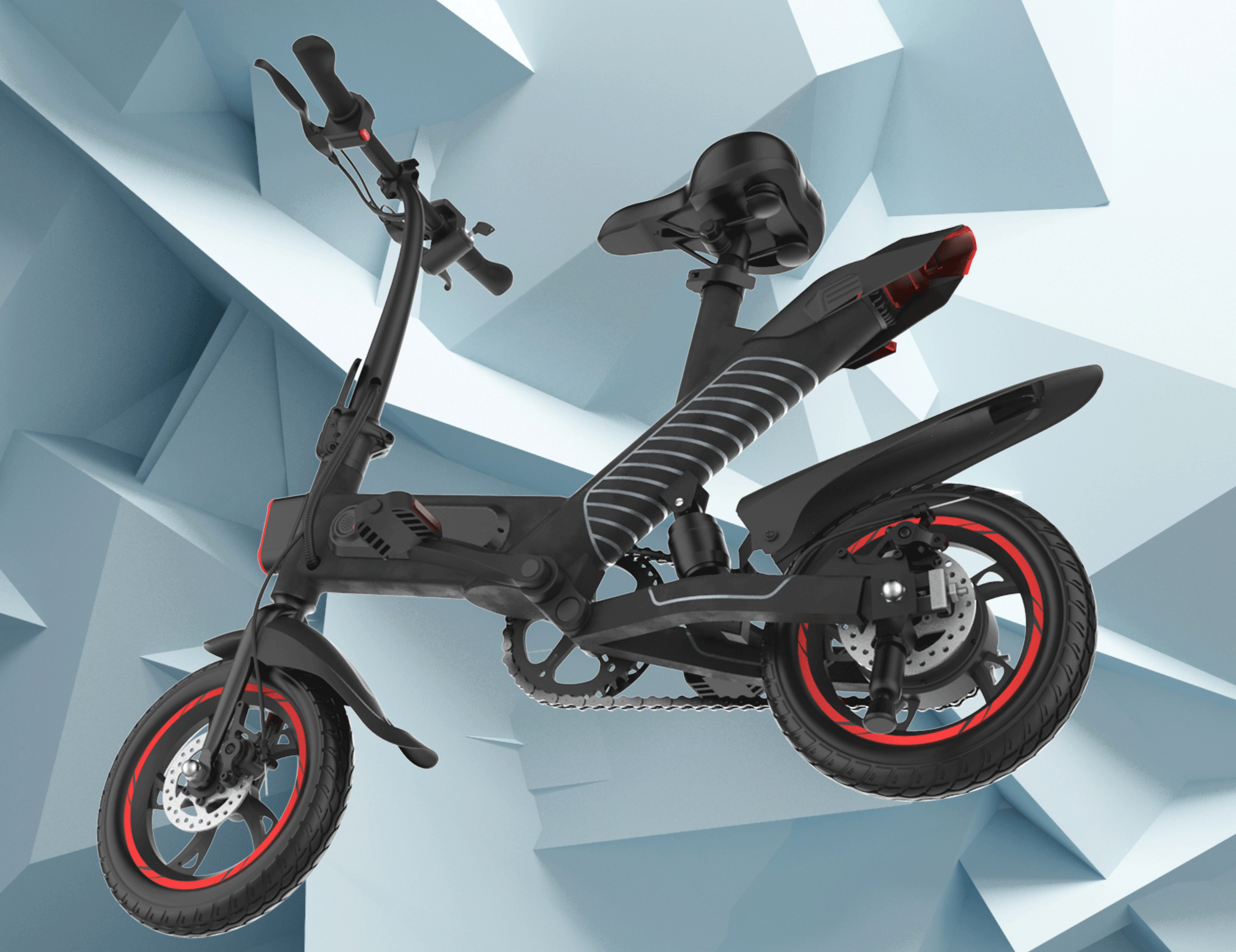 Portable Electric City Folding Bike 14 Inch Pneumatic Tire Max Speed 25KM / H